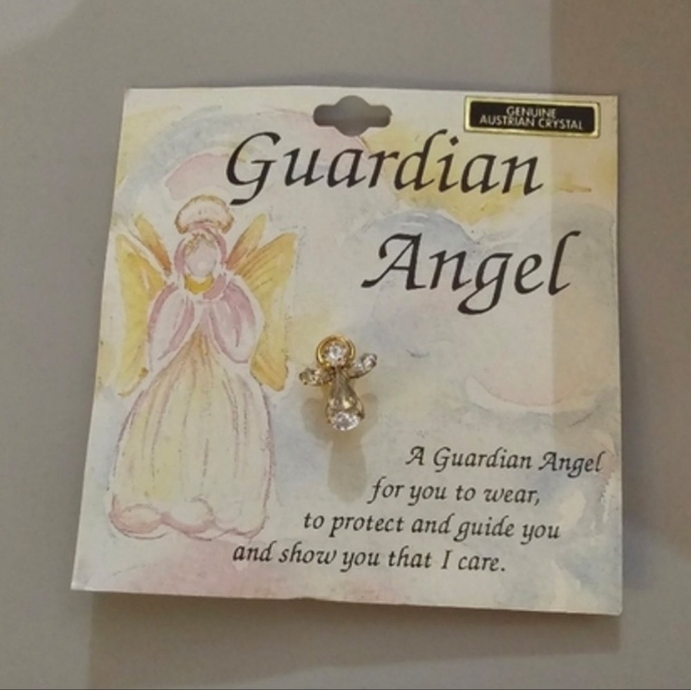 Guardian Angel Crystal Brooch